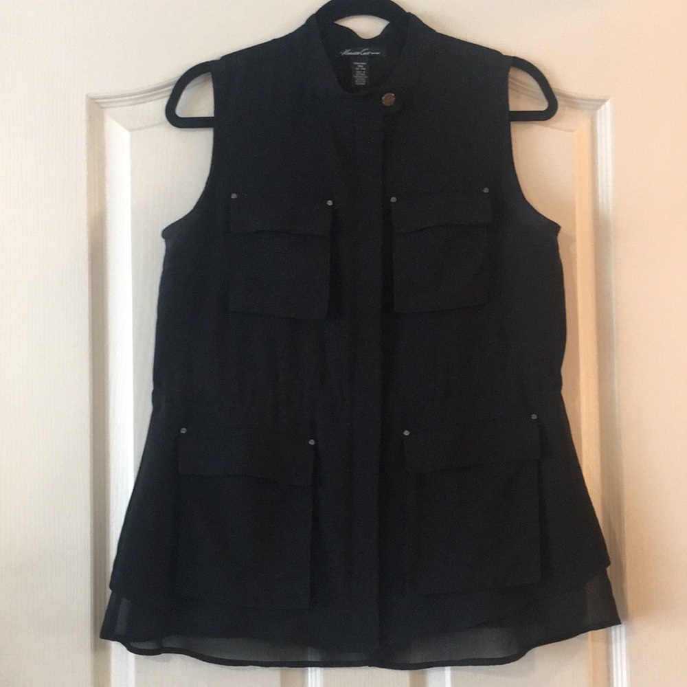 Kenneth Cole New York Black Zip-Up Blouse